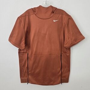 Nike Therma Fit Short Sleeve Shirt Hoodie Medium- Orange
